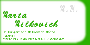 marta milkovich business card