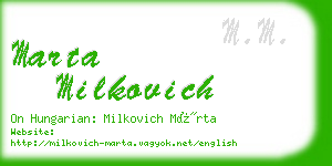 marta milkovich business card